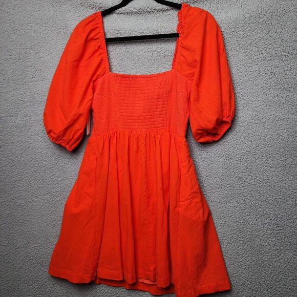 ANTHROPOLOGIE Women's Medium MAEVE Red Orange NWT Sweetheart Mini Dress - Picture 4 of 16